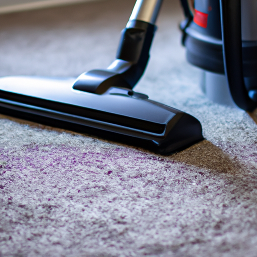 A photo highlighting the proper way to vacuum a stained carpet