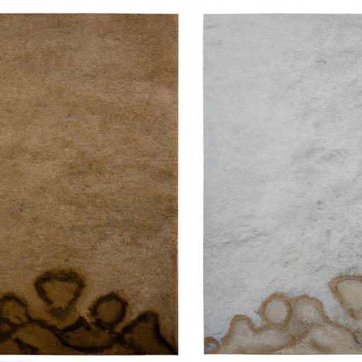 1. An image showing the noticeable difference between a regularly cleaned carpet and a neglected one.