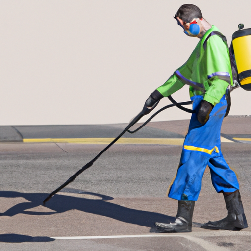 3. An image portraying a road cleaner in full safety gear, demonstrating its correct usage.