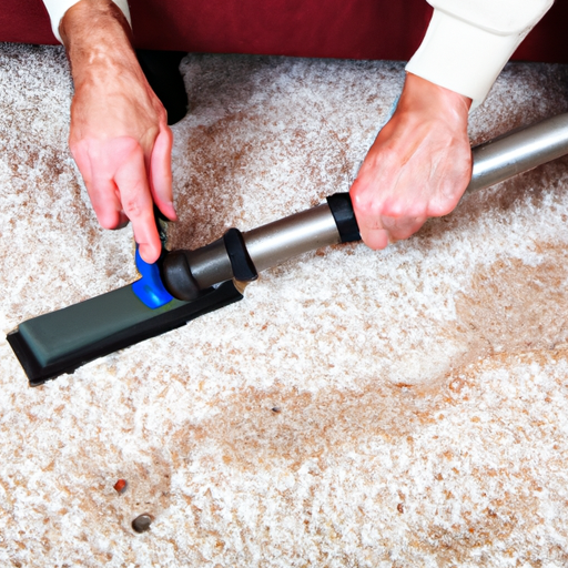 An image showing a professional cleaning a heavily stained carpet