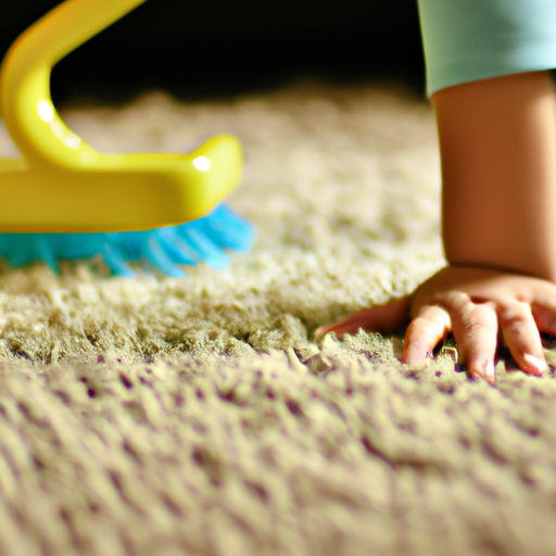 An image showcasing a child playing on a clean carpet, emphasizing the importance of cleanliness.
