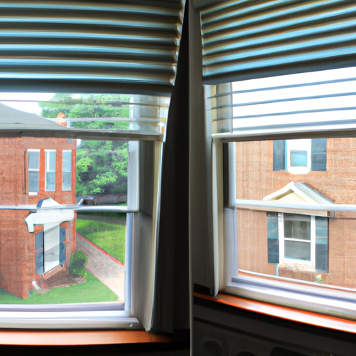 A before and after comparison of a window treatment that has undergone professional cleaning
