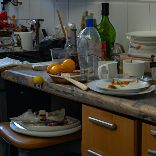 A chaotic kitchen before decluttering