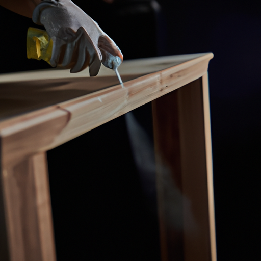 1. Image showing a person applying a protective coating on a wooden furniture piece