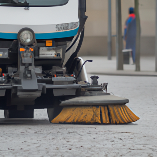 A photo of a street sweeper in action, demonstrating its effectiveness