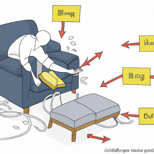 An illustration of a person cleaning upholstered furniture following the steps outlined in the blog