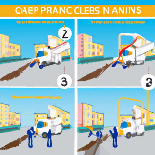 3. A step-by-step infographic illustrating the road cleaning process.