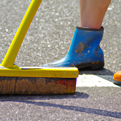 An image of a person attempting to clean a road with basic tools, illustrating the challenges of DIY road cleaning.