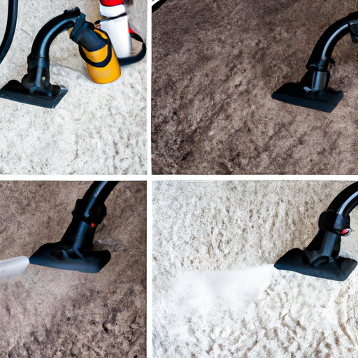 3. A comparative photo illustrating the effectiveness of different carpet cleaning methods.