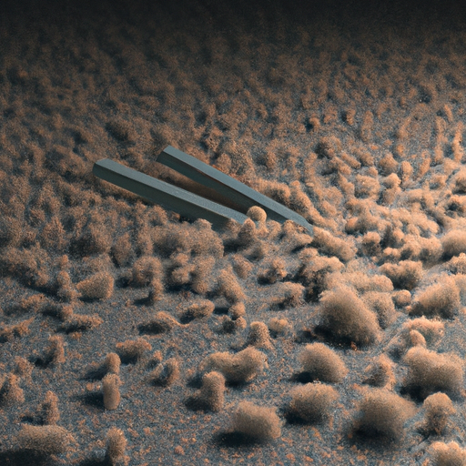 An illustration showing dust particles trapped in carpet fibers