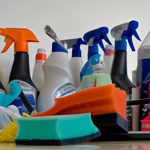 Image 3: A variety of cleaning tools and products arranged neatly, emphasizing the importance of using the right tools.