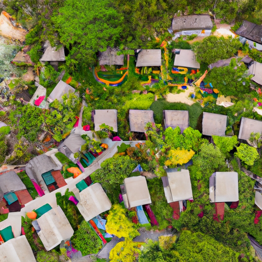 An aerial view of a luxurious Thai resort nestled amidst lush greenery